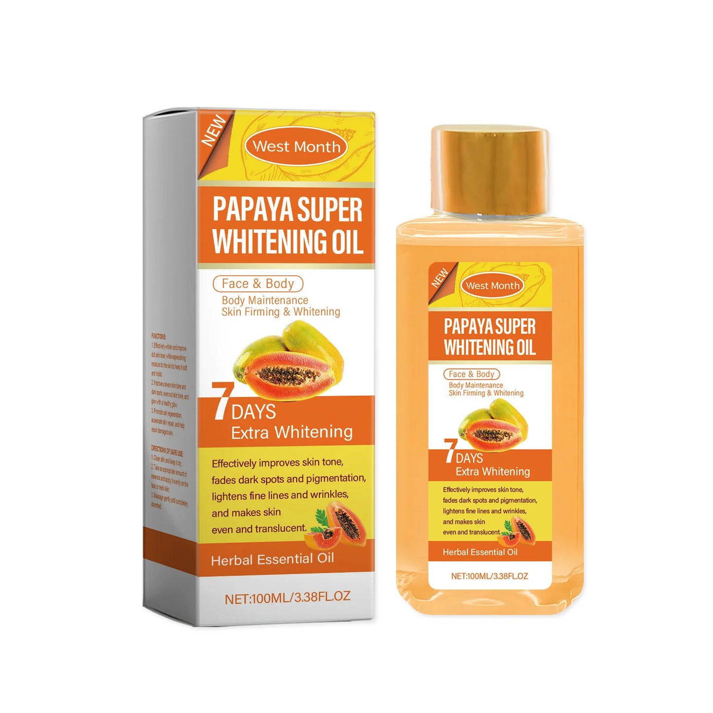 Papaya Whitening Body Oil – Brighten, Moisturize & Anti-Aging