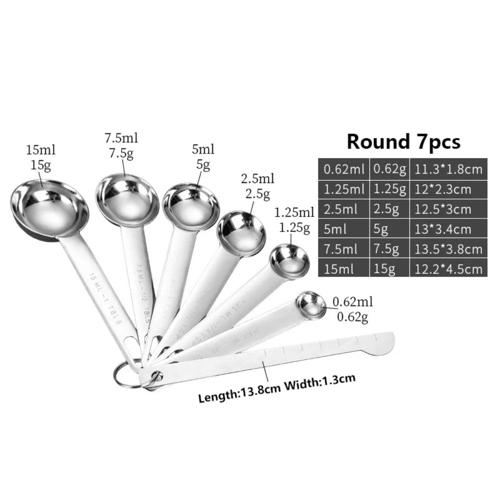 Stainless Steel Measuring Spoon Set – Engraved Scale Baking