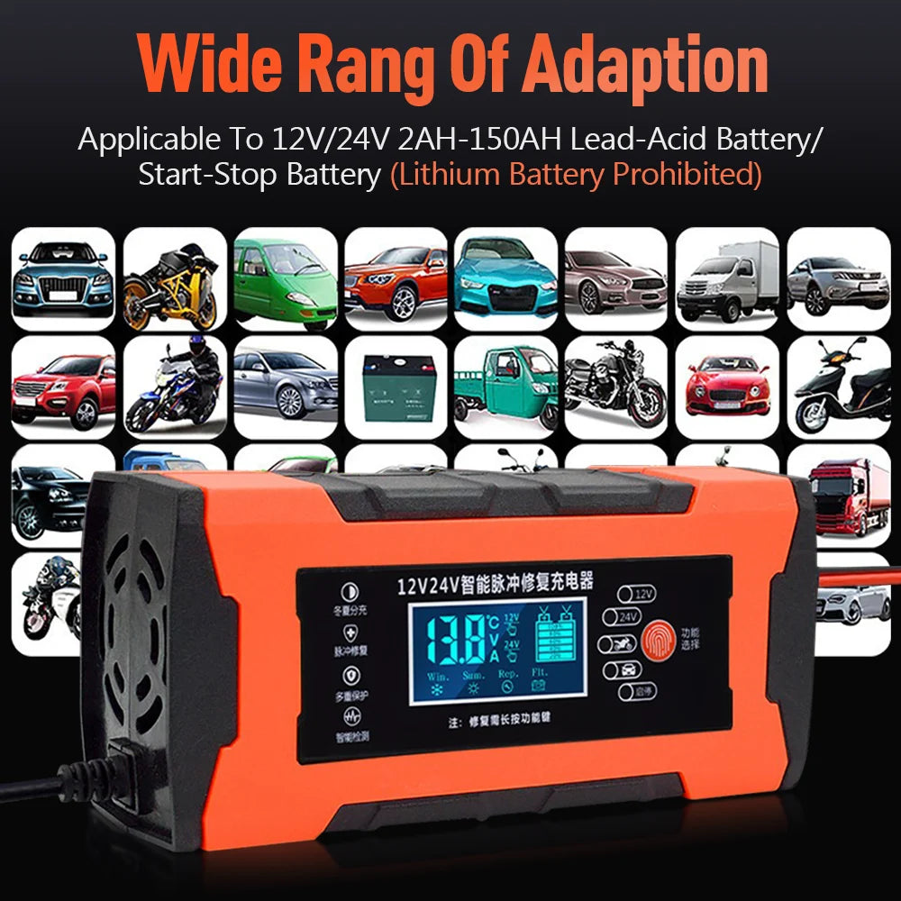 Car Battery Charger 10A 12V Automotive Battery Charger 24V 5A Car Accesorries Digital Display Detection Pulse Repair Car Charger Peaceful Pleasures Health and Wellness