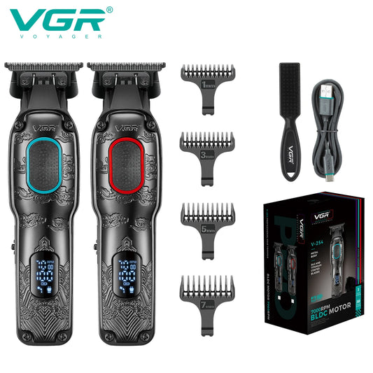 VGR intelligent digital hair clipper relief texture machine height endurance 7000rpm hair salon home carving push shear V-254 Peaceful Pleasures Health and Wellness
