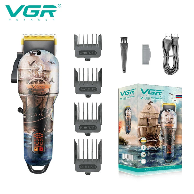 VGR 689 New Design Barber Powerful Hair Cutting Machine Professional Electric Trimmer Cordless Rechargeable Hair Clipper Peaceful Pleasures Health and Wellness