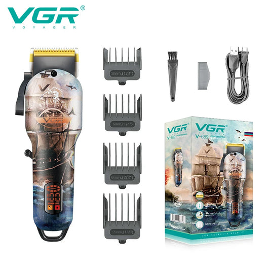 VGR 689 New Design Barber Powerful Hair Cutting Machine Professional Electric Trimmer Cordless Rechargeable Hair Clipper Peaceful Pleasures Health and Wellness