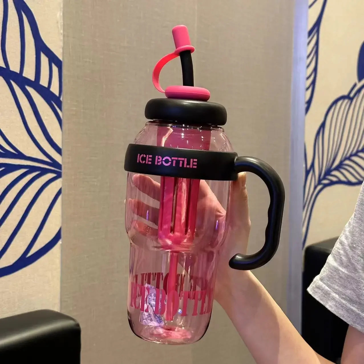 Personalized Cups With Straws High Capacity Thermos Mug Custom Drinkware For Milk Tea Beer Cute Summer Gifts Kitchen Home Use Peaceful Pleasures Health and Wellness 1300ml rose
