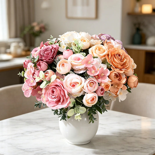 Artificial Silk Rose Bouquet | Wedding & Home Floral Decor Artificial Silk Flowers Peaceful Pleasures Health and Wellness