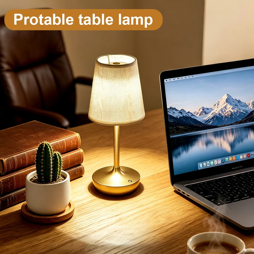 Rechargeable LED Table Lamps Simple Classic Lamp Dimmable USB Fabric Lampshade Bedroom Bedside Lighting Decoration Peaceful Pleasures Health and Wellness