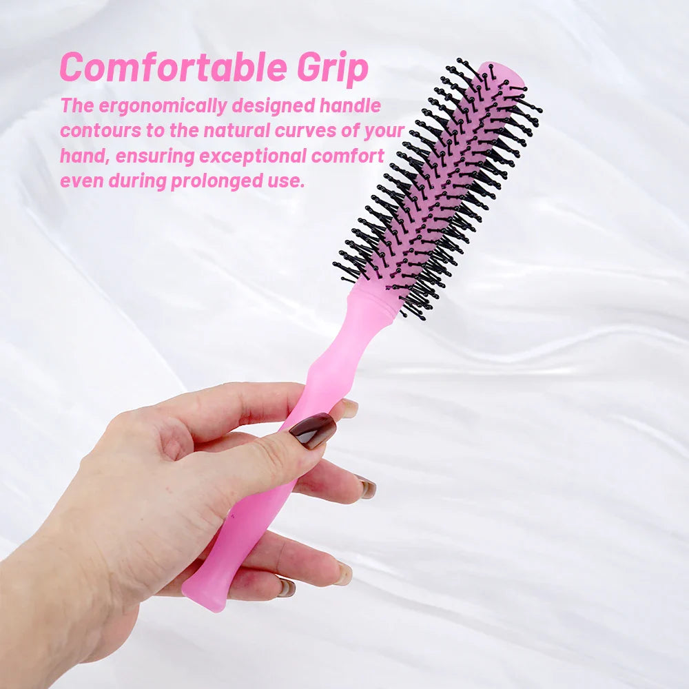 Ergonomic Round Styling Brush – Soft Nylon Bristles, All Hair Types