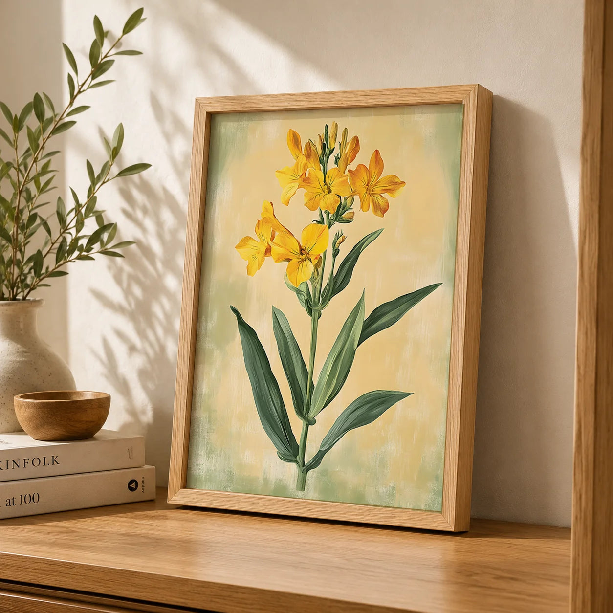 Vintage Floral Wall Art, Western Botanical Canvas Painting, Boho plant Poster Print for Bedroom Living Room Wall Decor Peaceful Pleasures Health and Wellness