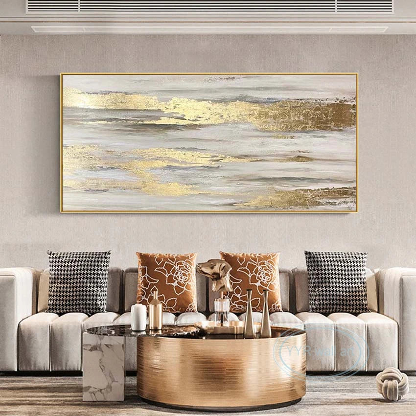 High Quality Abstract Gold Foil Handmade Oil Painting Modern Wall Art Canvas Poster Bedroom Living Room Sofa Decoration Salon Peaceful Pleasures Health and Wellness