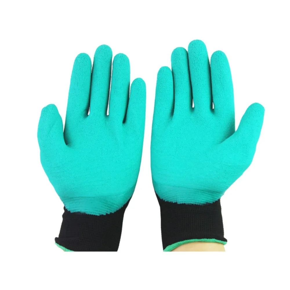 4Pairs Latex Material Gardening Gloves Prick-proof Design Permeable Fabric Permeable Gloves Lightweight Protective Layer Peaceful Pleasures Health and Wellness Green
