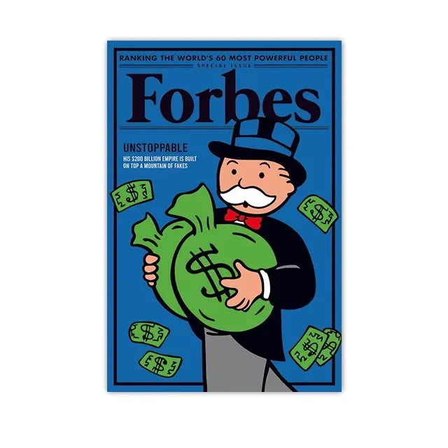 Modern Pop Poster Monopoly Little Richie Street Wall Art Forbes Canvas Painting Prints Pictures For Living Room Home Decor Peaceful Pleasures Health and Wellness YELLOW 50x70cm