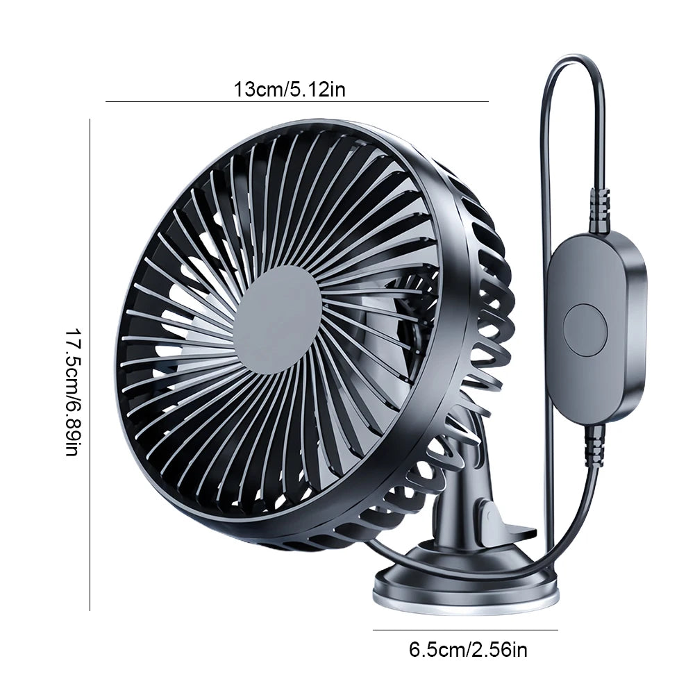 USB Car Fan 12V/24V 360° Suction Cup Mini Cooling Fan Peaceful Pleasures Health and Wellness