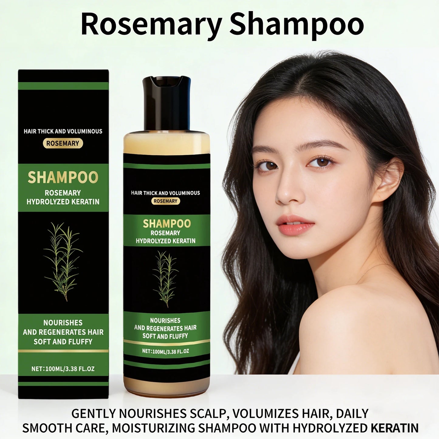 Rosemary Shampoo Hydrolyzed Keratin Shampoo Hair Thick Voluminous Oil Control Reduce Hair Breakage Damaged Repair Hair Care Peaceful Pleasures Health and Wellness