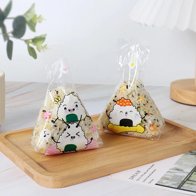 100 Pcs Triangle Rice Ball Wrappers – Cute Onigiri Sushi Bags