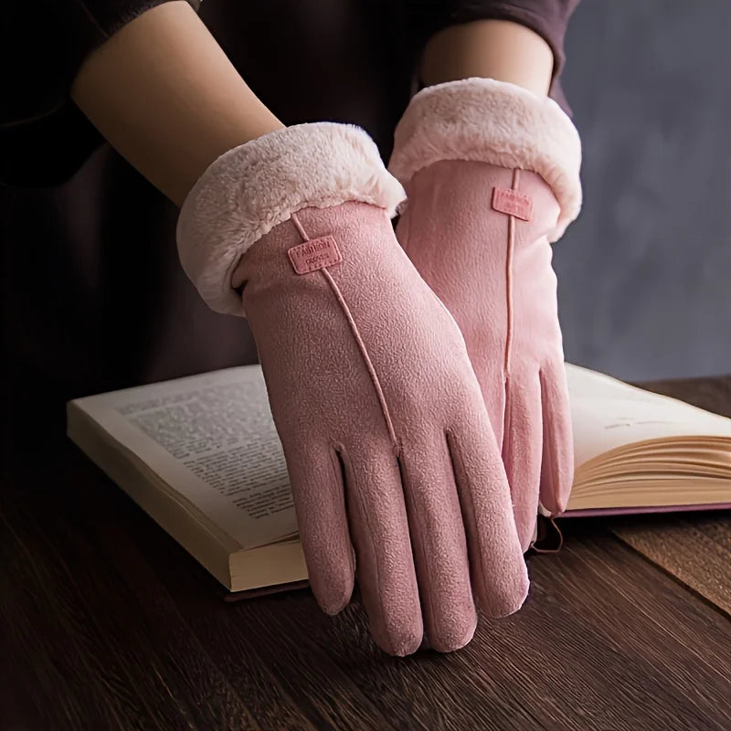 Women's Plush-Lined Touchscreen Winter Gloves – Warm & Stylish
