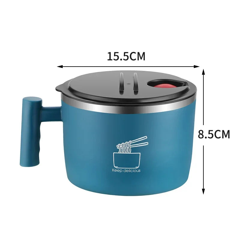Stainless Steel Bowl With Lid For Instant Noodles Sealed And Portable Drain Bowl For Kitchen Utensils Instant Noodle Partner Peaceful Pleasures Health and Wellness