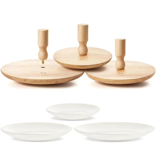 1pcs DIY 7.5/8.5/9.5 in Plaster Molds Wood Pottery Tools with Handle for Bowls Plate Dish Slump Press Mold Pottery Molds Peaceful Pleasures Health and Wellness