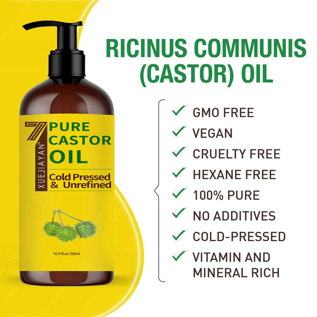 100% Pure And Castor Oil For Eyelashes Hair Growth, And Eyebrows - Carrier Oil For Essential Oils, Aromatherapy And Massage Peaceful Pleasures Health and Wellness