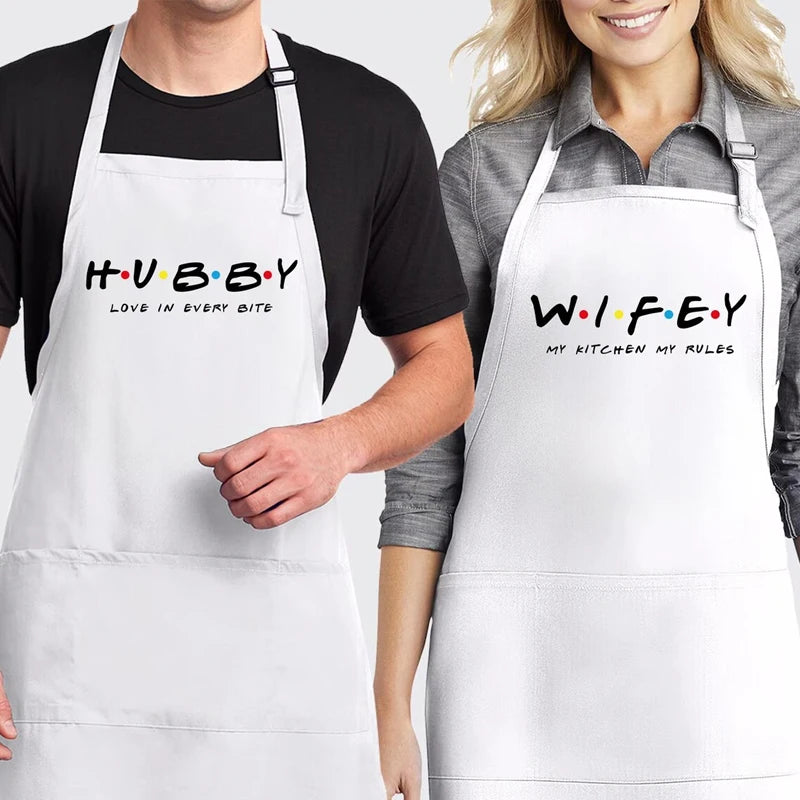 Hubby & Wifey Matching Couple Aprons – Valentine's Gift Set Matching Couple Aprons Peaceful Pleasures Health and Wellness A 2pcs