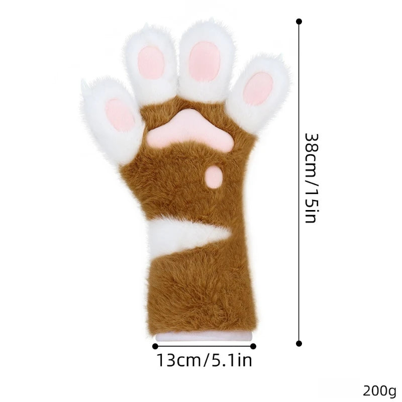 Furry Animal Claw Gloves | Plush Halloween Costume Paw Props