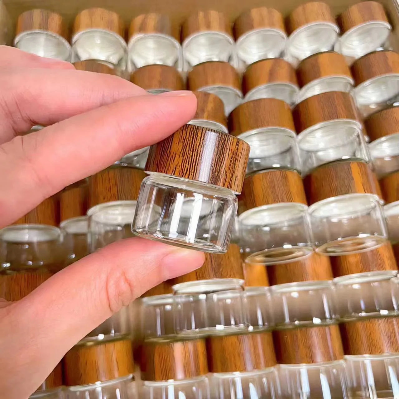 Mini Glass Storage Jar Food Grade Airtight Container for Coffee Tea Gold Beans Portable Small Empty Bottle with Lid Peaceful Pleasures Health and Wellness