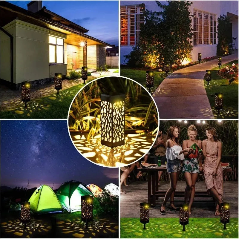 Solar Garden Pathway Lights – Waterproof LED Hollow Pattern (1–8 Pack)