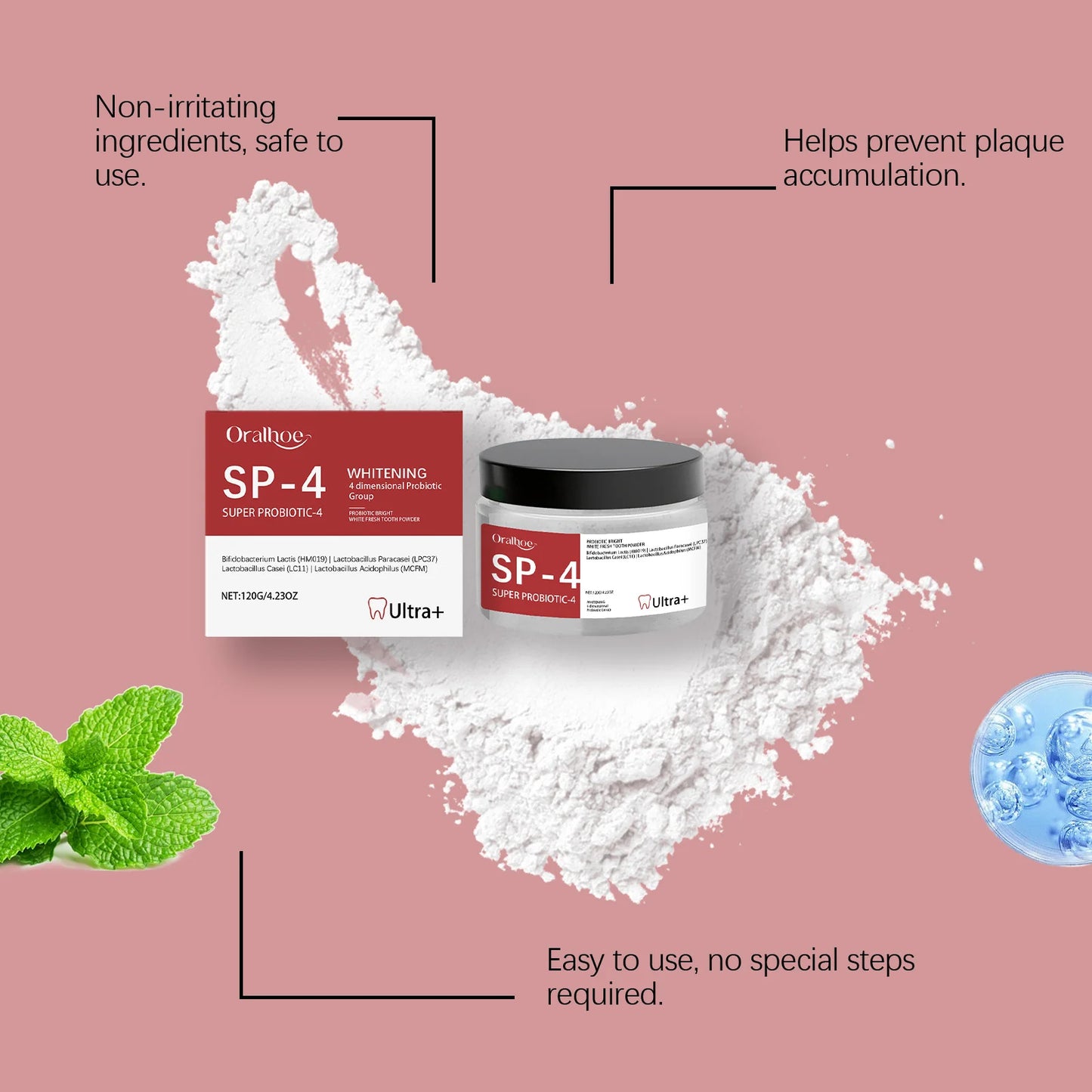 Oralhoe Tooth Whitening Powder – Natural Deep Clean & Fresh Breath
