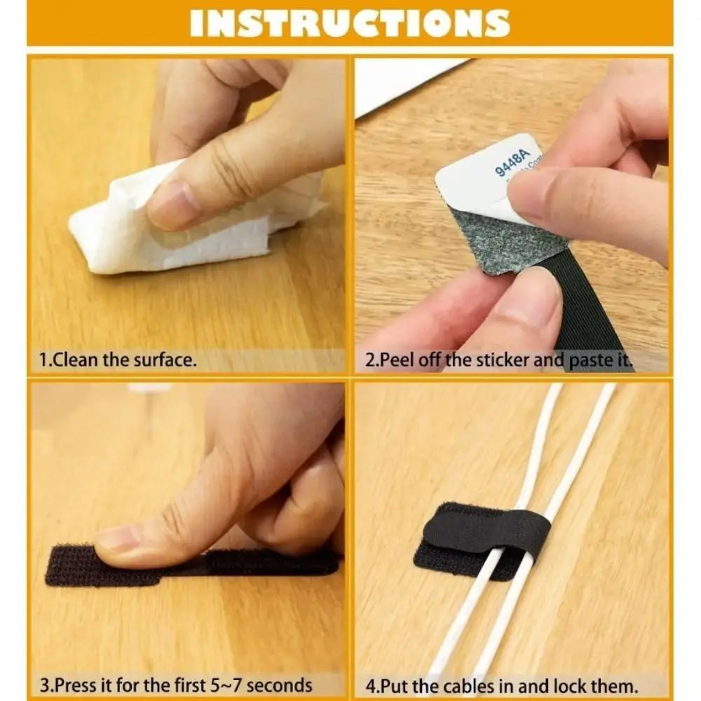 New Reusable Cable Ties Adjustable T-Type Wire Organizer Self Adhesive Rope Holder Peaceful Pleasures Health and Wellness