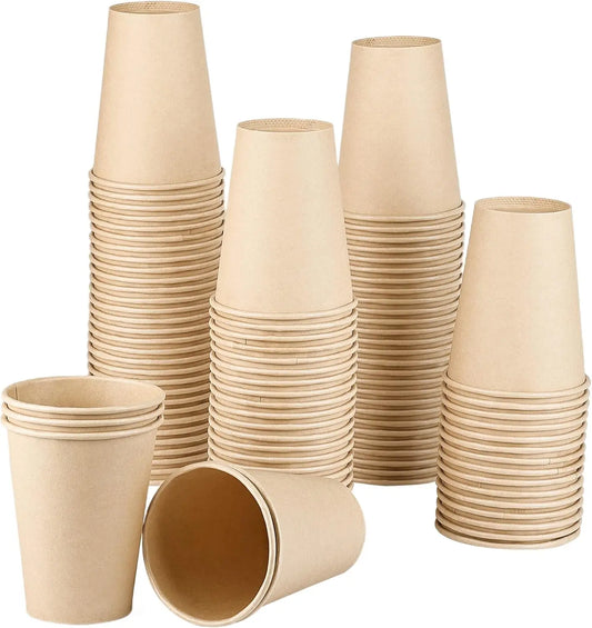 8 oz Bamboo Fiber Paper Cups Brown Kraft Disposable Coffee Cups Unbleached Cups for Hot/Cold Beverage Party Picnic Travel Events Peaceful Pleasures Health and Wellness