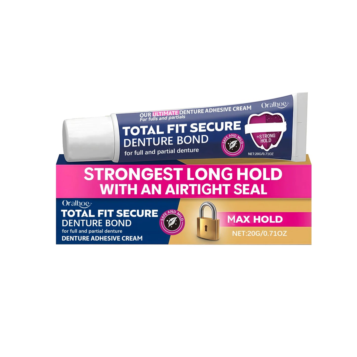 Oralhoe Denture Adhesive Cream | Strong Hold, Natural 20g
