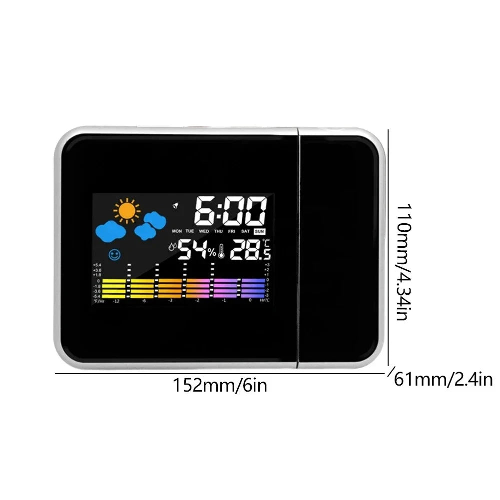 LED Rotating Projection Digital Alarm Clock Color Screen Display Home Desktop Decoration Peaceful Pleasures Health and Wellness