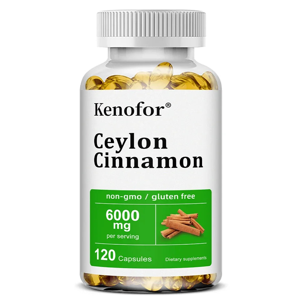 Ceylon Cinnamon Supplement 6000mg - Energy & Heart Health Support, Antioxidant, Non-GMO & Gluten Free - 30/60/120 Capsules Peaceful Pleasures Health and Wellness 120 count-1 bottle