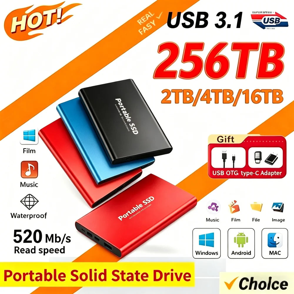 EOENKK Portable External SSD USB 3.1 Type-C High-Speed Drive