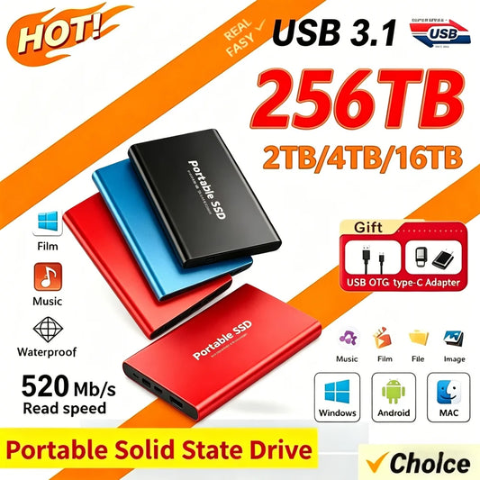 EOENKK Portable External SSD USB 3.1 Type-C High-Speed Drive Portable External SSD Peaceful Pleasures Health and Wellness