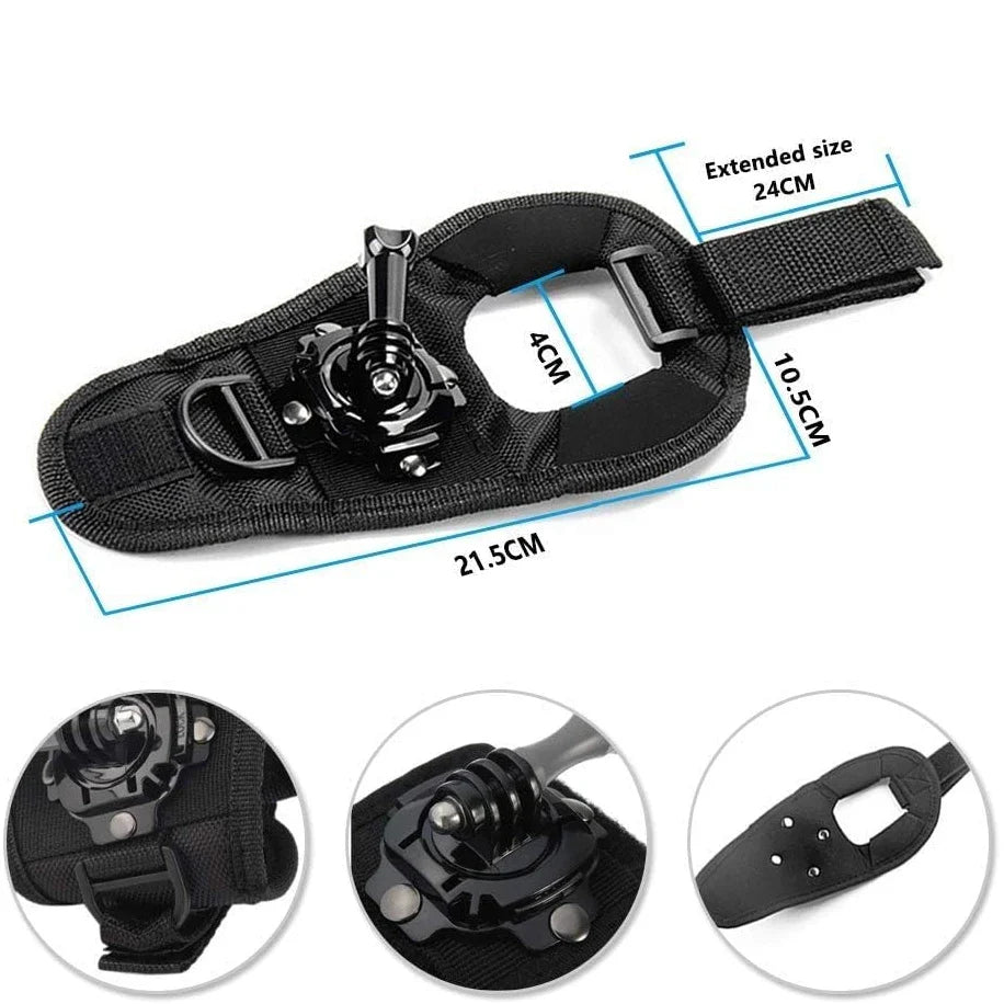 360° Wrist Strap Mount for GoPro Hero 13, DJI Osmo & More