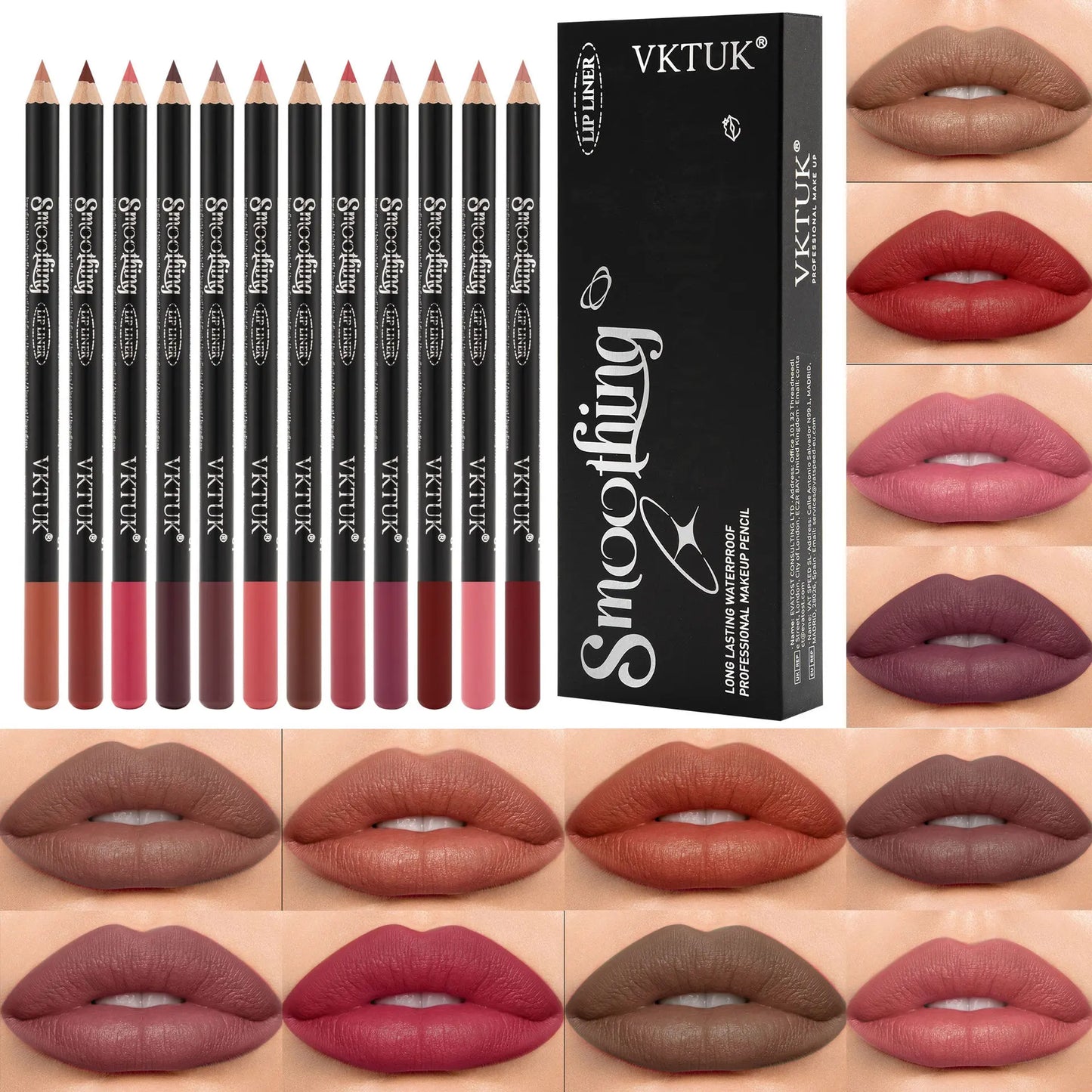 12-Piece Matte Lip Liner Set – Long-Lasting All Skin Tones