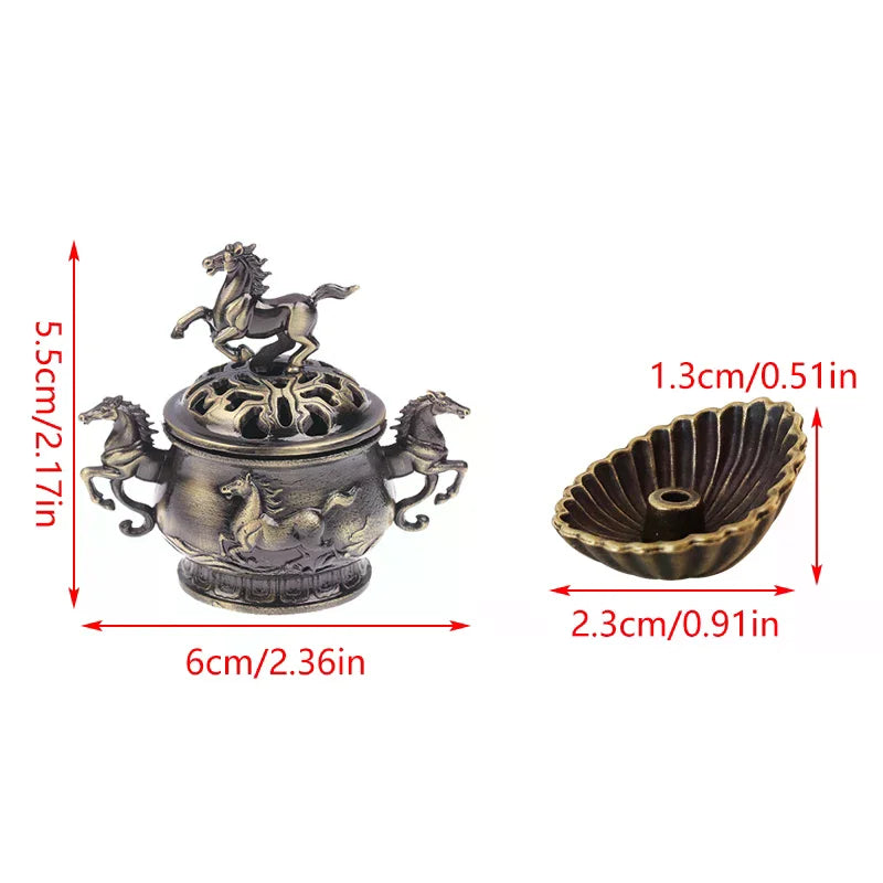 Vintage Alloy Horse Incense Burner | Lotus Censer 2026 Incense Burner Peaceful Pleasures Health and Wellness