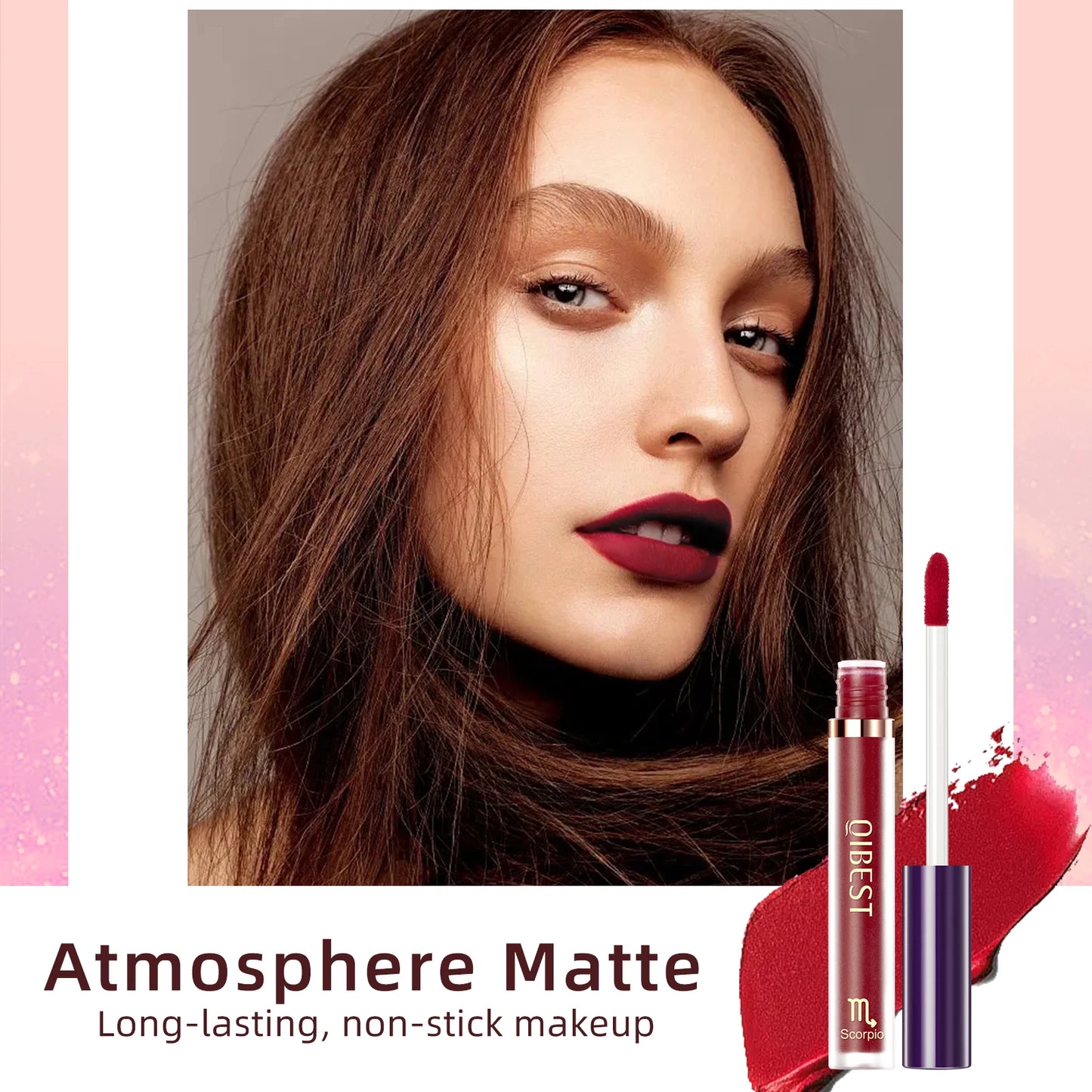 QIBEST 12pcs/set Constellations Liquid Lipstick Velvet Lipgloss Set Matte Waterproof Non-Stick Cup Lipstick Makeup Cosmetic Nude Peaceful Pleasures Health and Wellness
