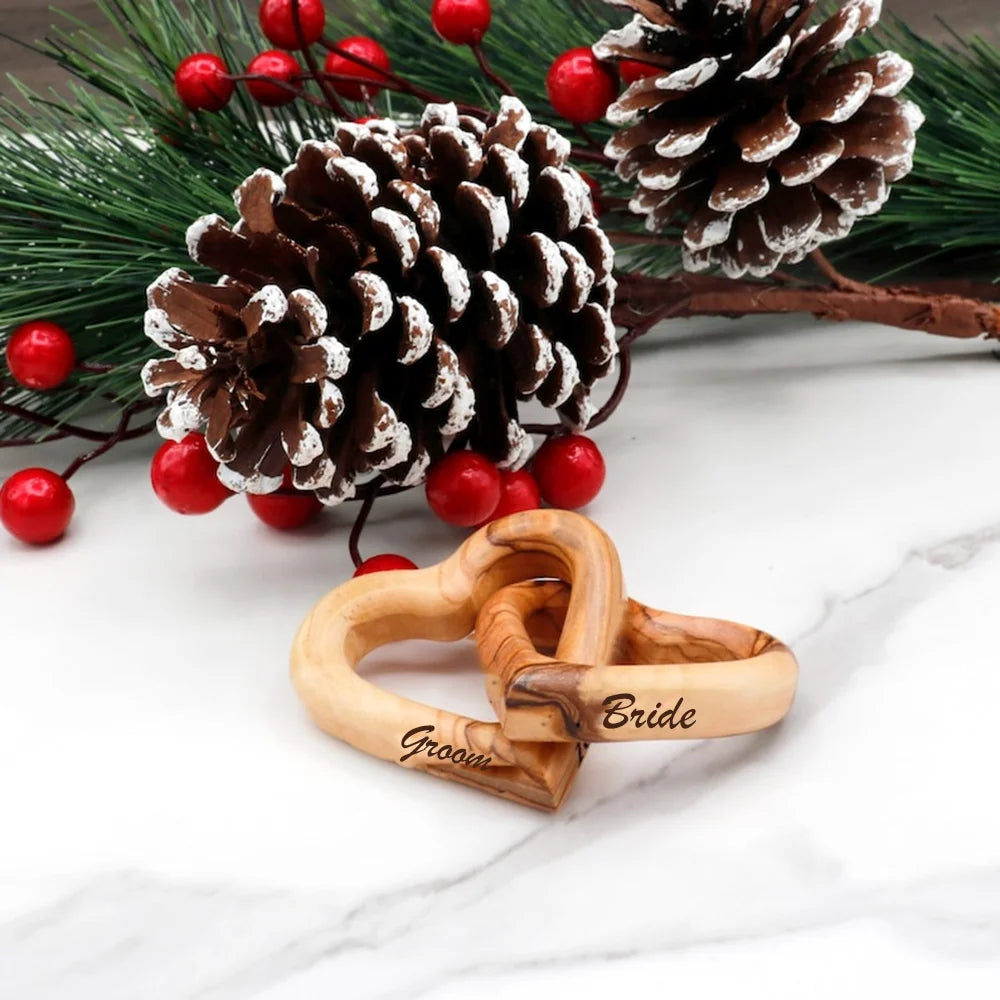 Interlocking Hearts Olive Wood Gift | Wedding & Anniversary