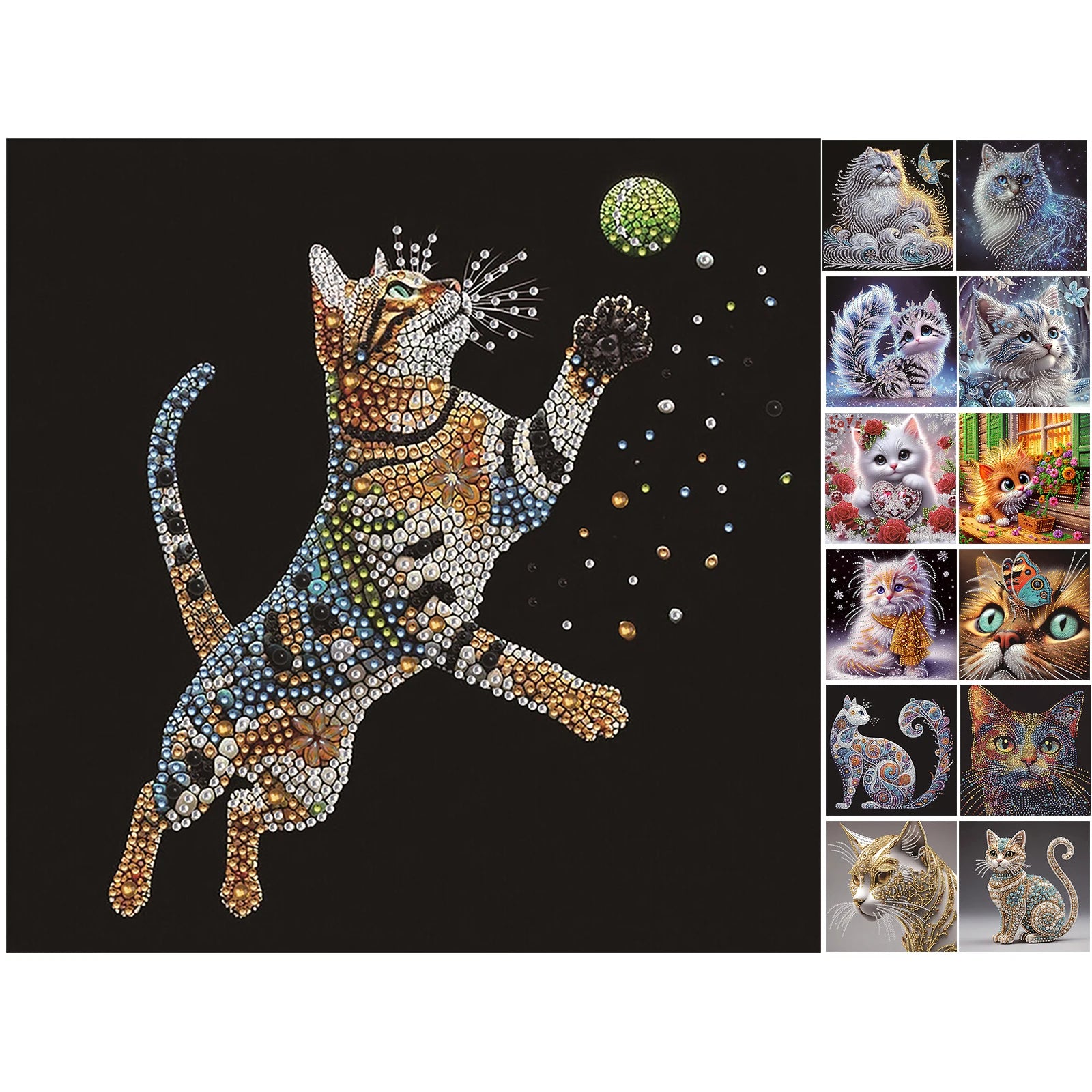 Cat Special Shaped DIY Partial Drill Diamond Painting Kits for Adults Beginners Home Decor Diamonds Dots Gem Art Kits 30x30cm Peaceful Pleasures Health and Wellness
