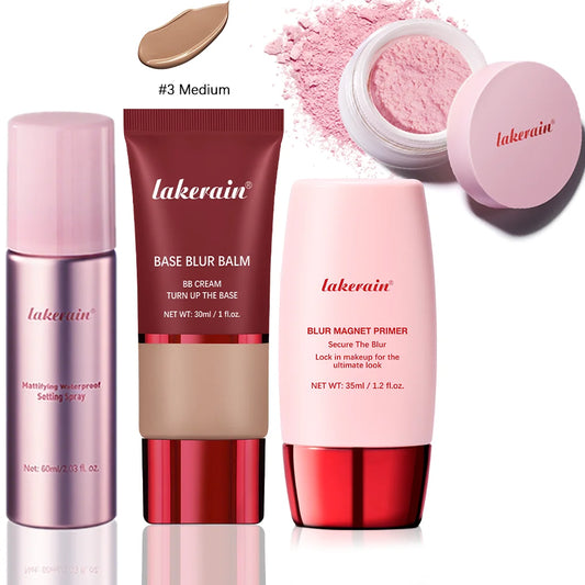 Ultimate Blurring Setting Powder Travel Size Set Waterproof Setting Spray Blur Magnet Primer BASE BLUR BALM Oil Control Kit Peaceful Pleasures Health and Wellness