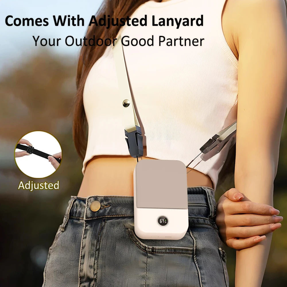 Waist Fan Portable Wearable Hanging Neck Fan USB Rechargeable Air Circulation Fan 3 Wind Speed Outdoor Bladeless Waist Clip Fan Peaceful Pleasures Health and Wellness