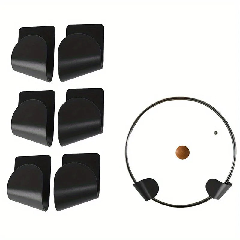 1/3/6Pairs Pot Lid Holder Wall-Mounted Hanging for Pan Pot Cover Rack Kitchen Organizer Plastic Kitchen Storage Rack Peaceful Pleasures Health and Wellness 3 Pair