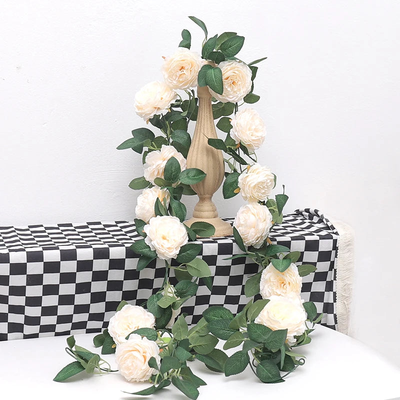 Pink Silk Peony Artificial Flower Vine Garland – Wedding Decor