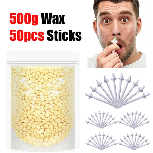 500g Nose Wax Bead Kit with Applicator Sticks – Men & Women Nose Wax Kit Peaceful Pleasures Health and Wellness