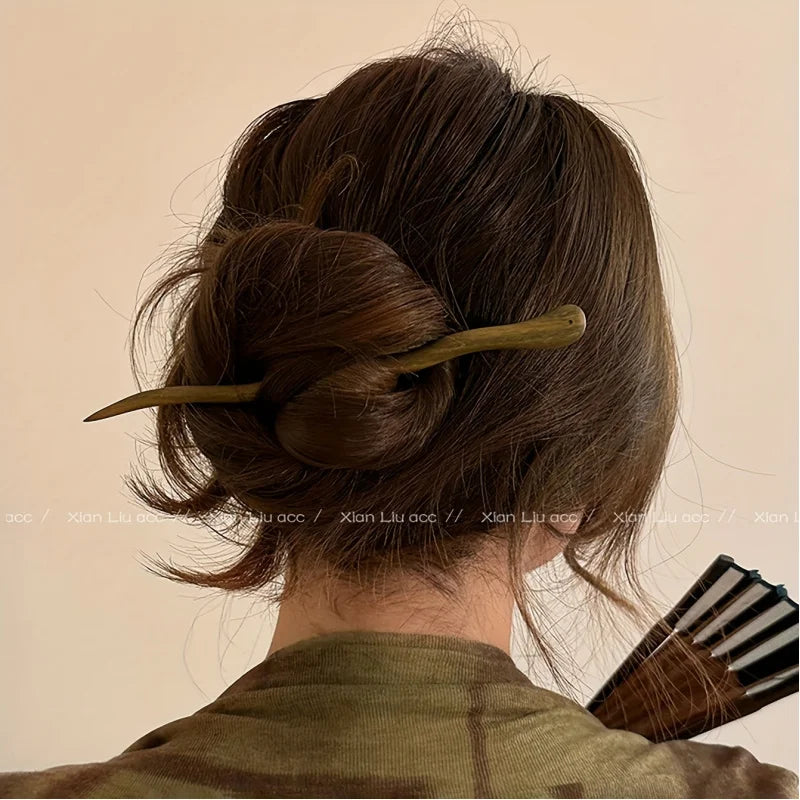 4-Piece Handcrafted Wooden Hair Sticks – Vintage Style Peaceful Pleasures Health and Wellness