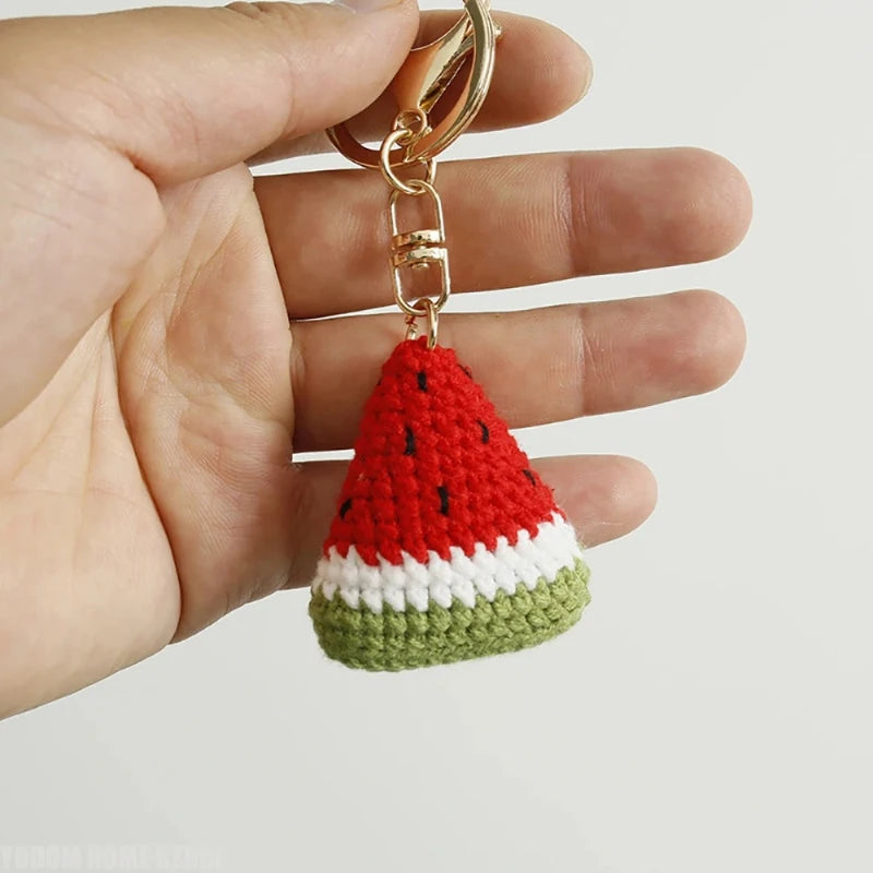Handmade Crochet Watermelon Keychain | Cute Fruit Charm Pendant