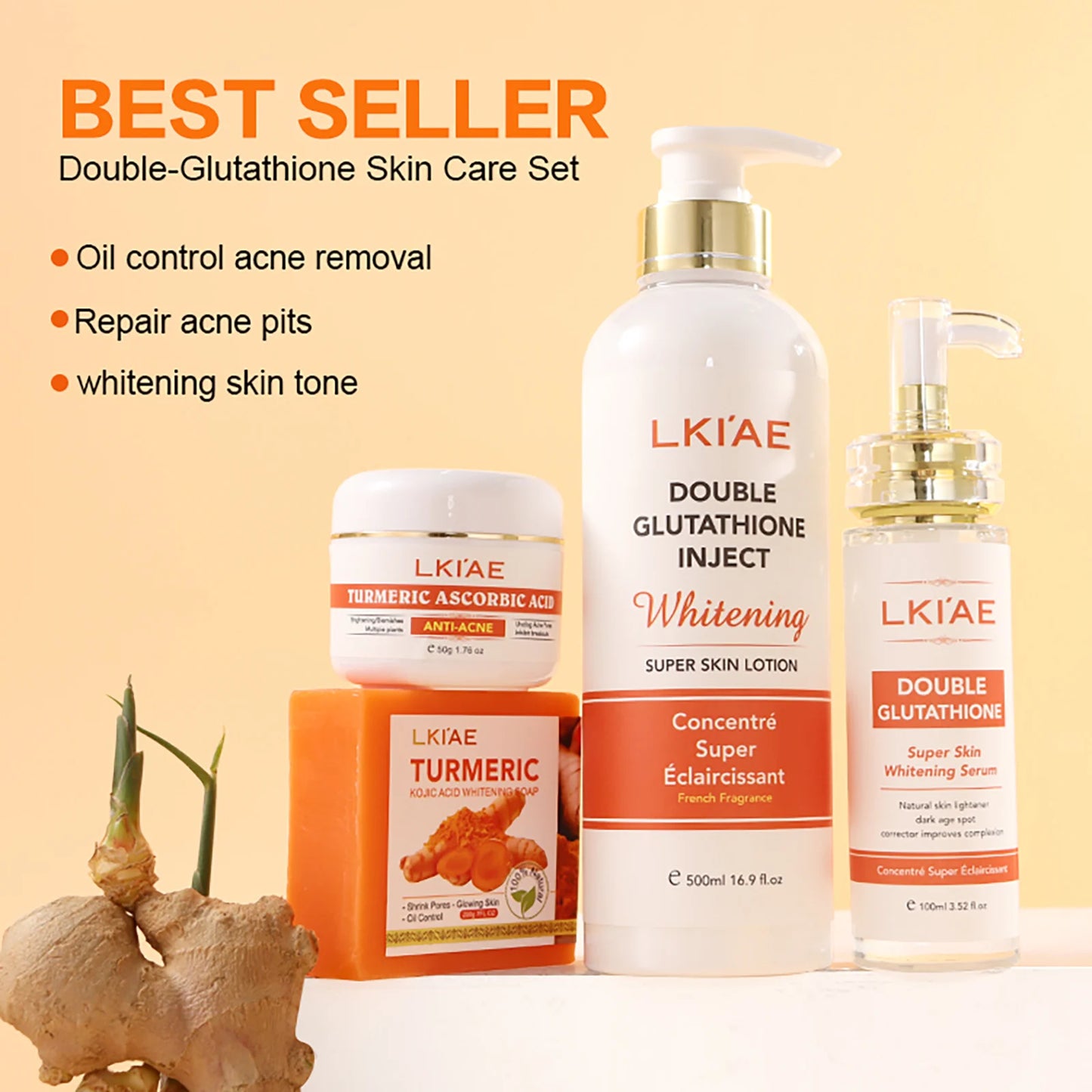 AILKE Turmeric & Glutathione 4-in-1 Brightening Skin Care Set