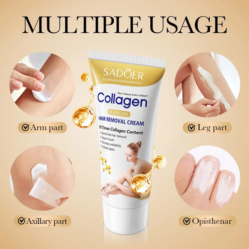 SADOER Collagen Hair Removal Cream – Non-Irritating, Whole Body