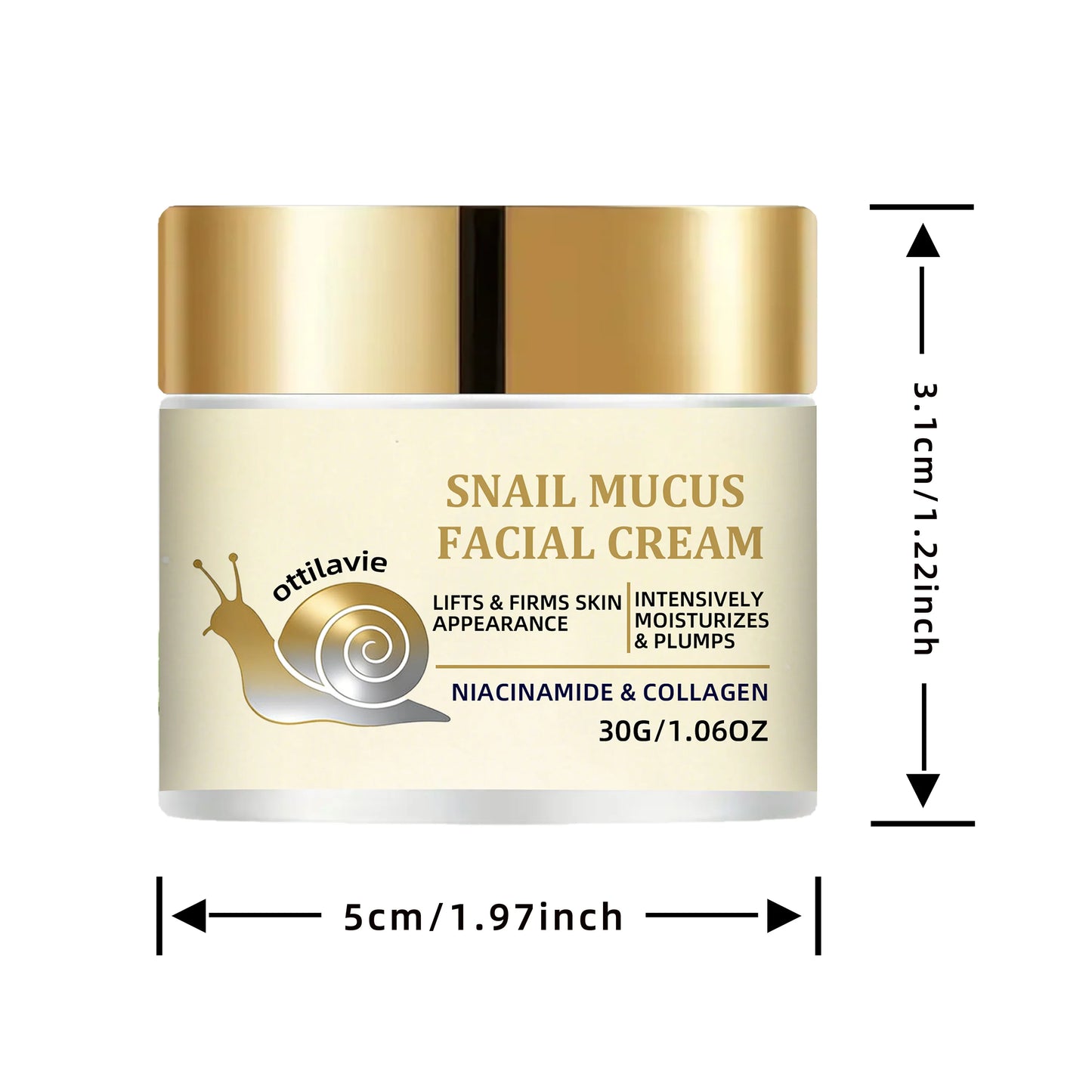 Ottilavie Snail Mucin Facial Cream | Deep Hydration | Nourishing Formula, Suitable for All Skin Types | Daily Skincare Essential Peaceful Pleasures Health and Wellness 30g