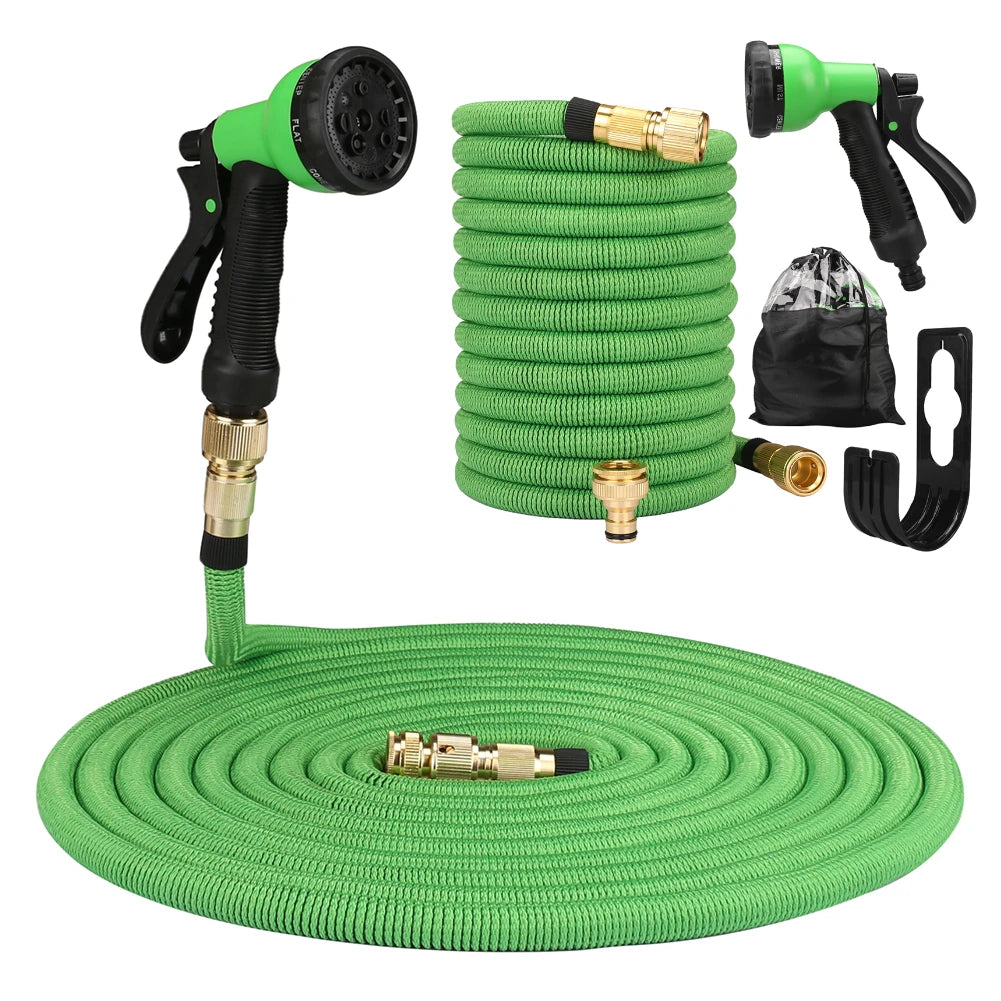 25/50/75/100ft Portable Garden Hose Water Gun For Cleaning Car Wash Machine Watering Sprinkler Durable Water Gun with Water Hose Peaceful Pleasures Health and Wellness